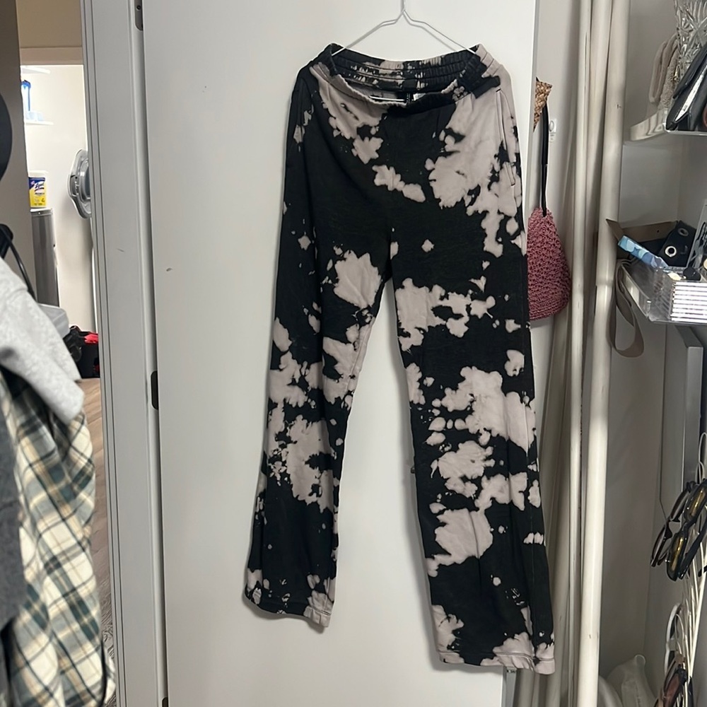 Tie dye / grey with pink straight / wide leg sweat pants​
